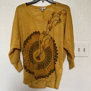 Yellow Knit long sleeve Top